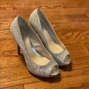 Aldo silver sequin platform pumps 7